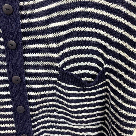 Vintage Navy and White Striped Short Sleeve Cardigan Top - Picture 3 of 6